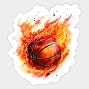 Flamming Basketball Watercolor Sticker